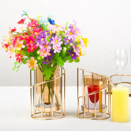 Usupdd Geometric Spiral Candle Holder Ornaments Electroplated Iron Candle WLL220810-9303