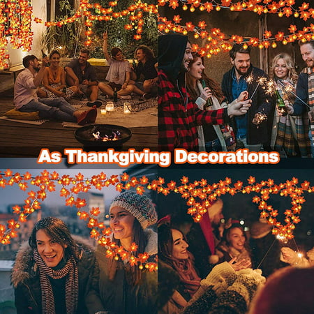 Usupdd LED Maple Lantern String Thanksgiving Garden Party Room Decoration Light UsupddWFF220811-4719