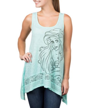 Juniors Disney Ariel the Little Mermaid Outline Tank XL, Mint