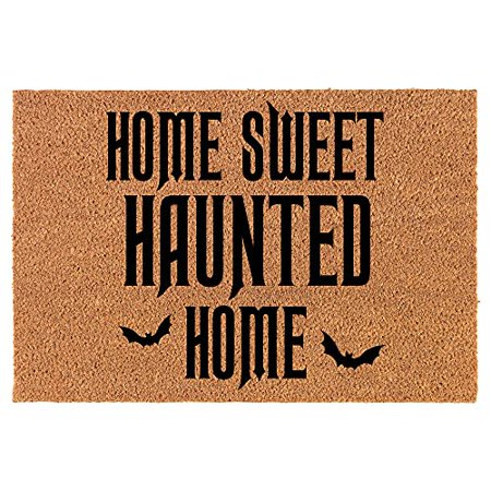 Doormat Natural Coco Coir Door Mat Home Sweet Haunted Home Halloween (24  X 16 ) Black