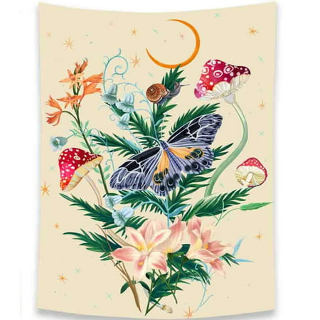 DDgui New Upgraded Butterfly Flower Tapestry Moon Star Flower Tapestry Beige Wild Flower Tapestry DDgui LCC220922-4807