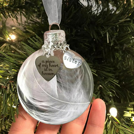 Miximx Christmas Ornaments Angel Feathers Ball a Piece of My Heart Is in Heavens Memorial - New Novel Christmas Ornaments Angel LTZ#8775