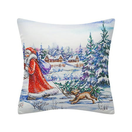 Christmas Pillow Case Glitter Polyester Sofa Throw Cushion Cover Home Decor SA9