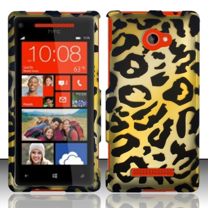 For Htc Windows Phone 8x 6990 Att Rubberized Design Cover - Cheetah