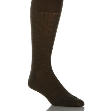 Pantherella 5796 Merino Wool Dress Socks - 5x3 Rib (dark Olive Xl)