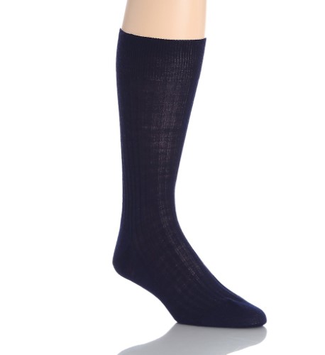 Pantherella Men's Laburnum Merino Wool 5x3 Rib Dress Sock in Blue (5796) | Size Large | HisRoom.com