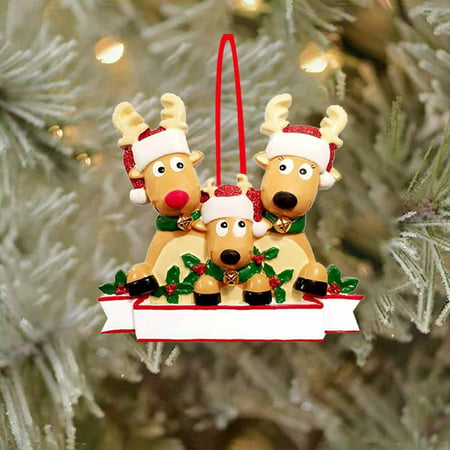 Reindeer-Family with Scarves Christmas Ornament Personalized Ornament Santa Claus Ornament Ljddg#4964 Home Decoration Reindeer-Family with Scarves