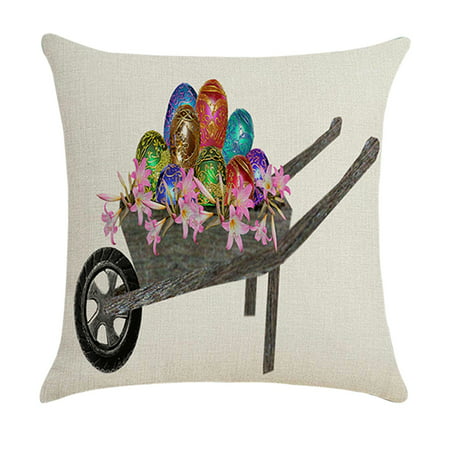 Zpjjj4#3460 Pieces Easter Pillow Case Printed Linen Cushion Cover Spring Seasons Decor P#3460 AY5