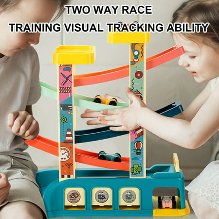 Usupdd Ramp Toys with 6 Cars and Race Track Garage and Parking Lot Suitable for Kids WLL220810-7263