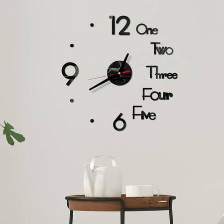 Usupdd DIY Wall Clock 3D Mirror Surface Sticker Home Office Decor Clock Usupdd WDD220816-5674