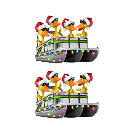 Zpa2#5499 Iron Art Funny Pontoon Ship Ornament Christmas Gift for Pontoon Lovers 2Pack Z#5499 GV1