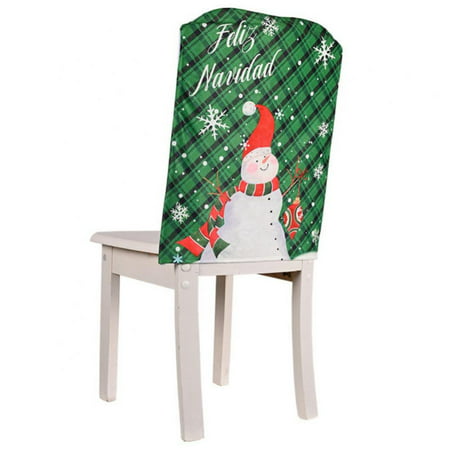 Christmas Chair Cover Dining Chair Back Covers Christmas Printed Chair Case Christmas Winter Party Chair Sleeve Snowman
