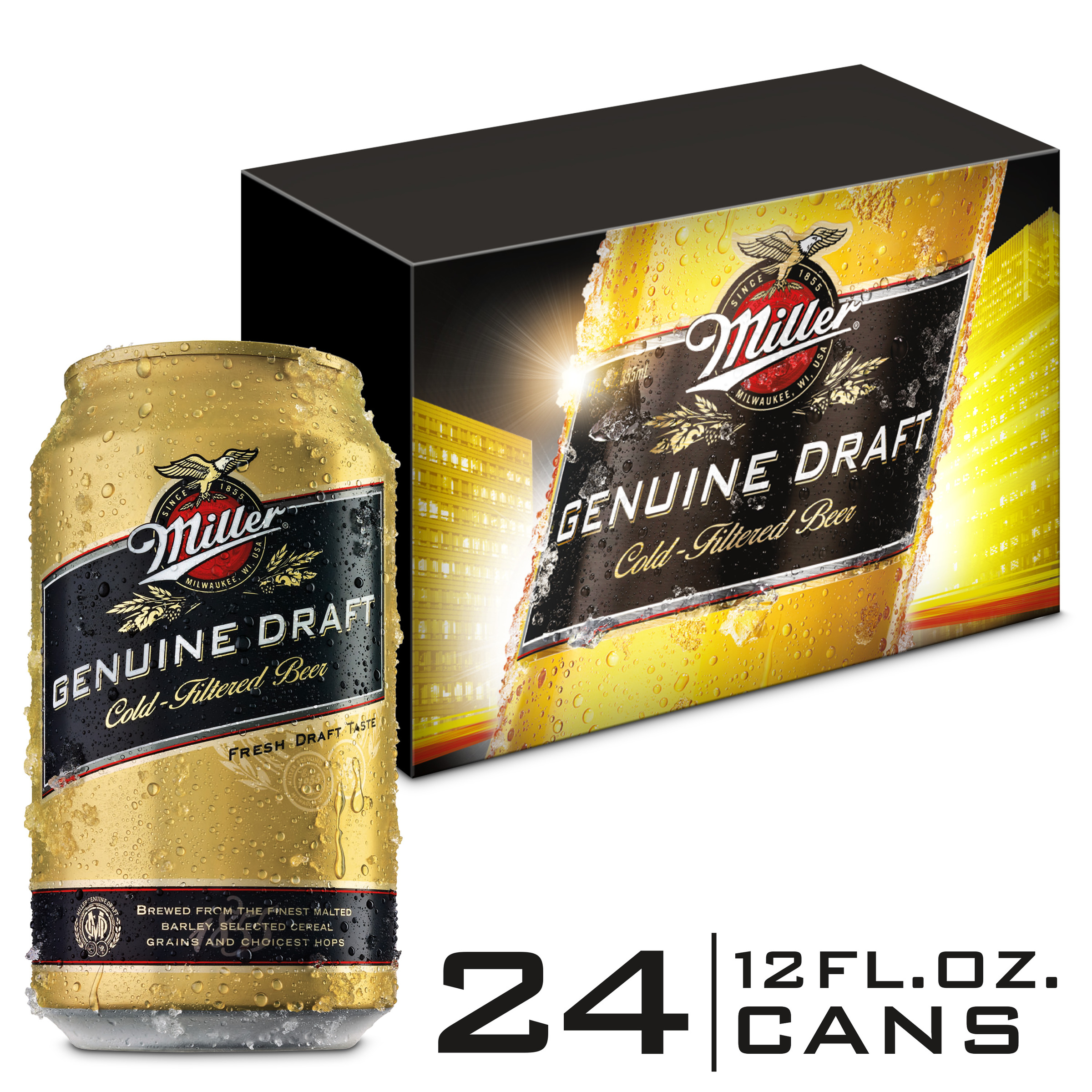 Miller Genuine Draft Beer, American Lager, 24 Pack Beer, 12 Fl. Oz. Cans, 4.6% ABV