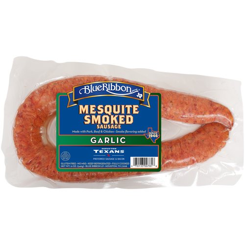 Blue Ribbon Garlic Mesquite Smoked Sausage, 12 Oz.