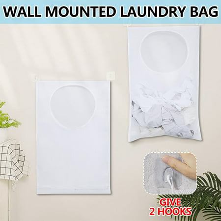 Wall Mounted Laundry Bag Clothing Storage Mesh Bag Bathroom Dirty Clothes Bag - Uscallm 2022 White H#5954-a-H#5954