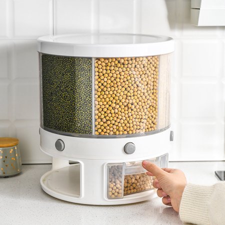Buodes Six Rotating Rice Bucket Kitchen with Lid Sealed and Moisture Proof Divided Rice Storage Box Large Capacity Pressing and Measuring Miscellaneou