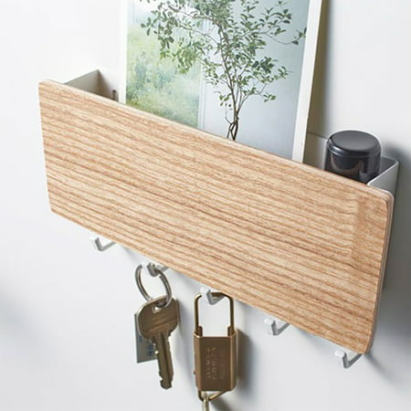 MIANHT Wall Mounted Key Rack Non Hole Hook Key Rack Solid Wood Sundries Storage Rack - 2022 Wall Mounted Key M-#9734