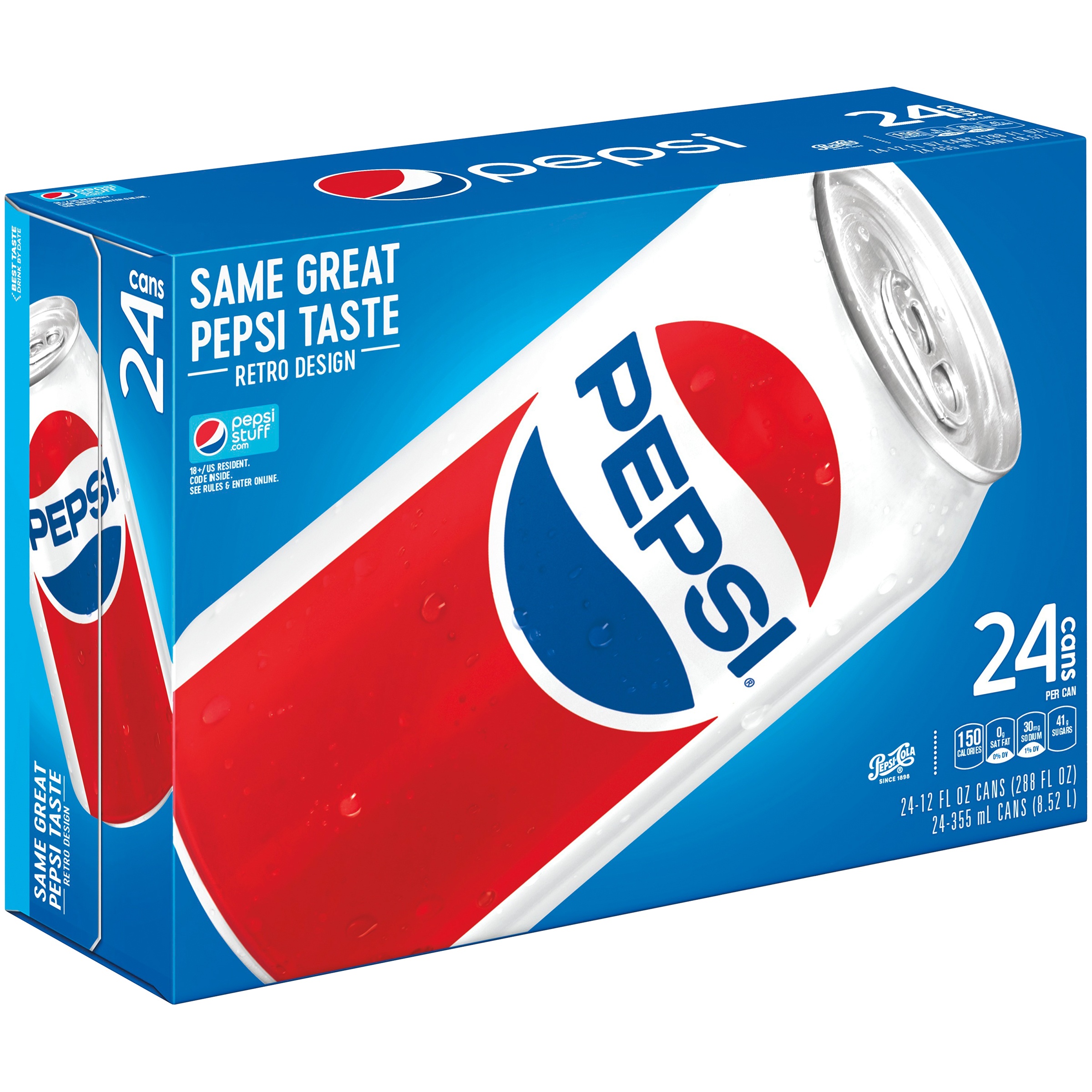 Pepsi Cola Soda Pop  12 Fl Oz  24 Pack Cans