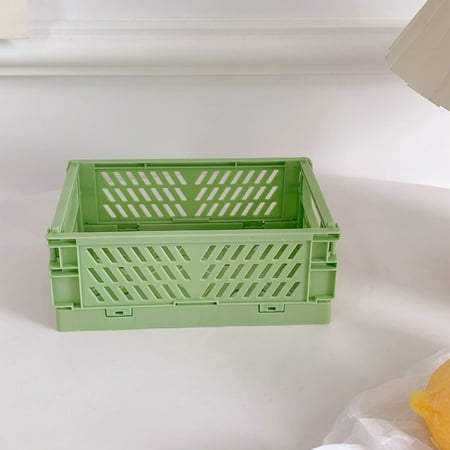 Usupdd Foldable Plastic Storage Basket for Organizing Crates with Handles for Desks and Bedrooms WAA220811-5588