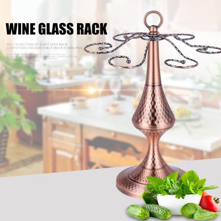 Wine Glass Rack Freestanding Holder Stand with 6 Hooks for Home Bar Artistic Tabletop Display 9862