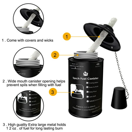 MIANHT 4 Pack Outdoor Canister with Wicks and Covers for Party DIY Outdoor Decoration - 2022 4 Pack Outdoor M-#4962
