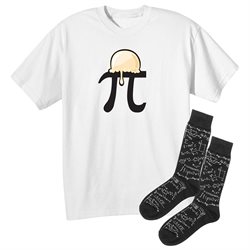 Women's Pi a La Mode Cotton Math T-shirt with Equation Socks Gift Set - 2x