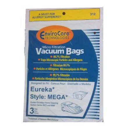 Replacement Part for Eureka Sanitaire 6975  6990  Style MEGA Canister Vacuum Cleaner Paper Bags :- 312 (1 Pack 3 Bags)