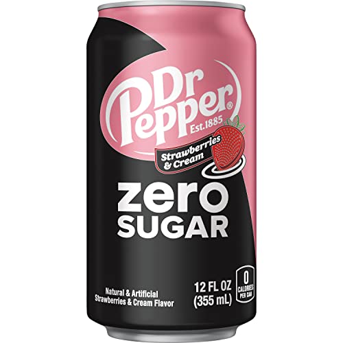 Dr Pepper Zero Sugar Strawberries and Cream Soda Pop  12 Fl Oz  12 Pack Cans thumbnail