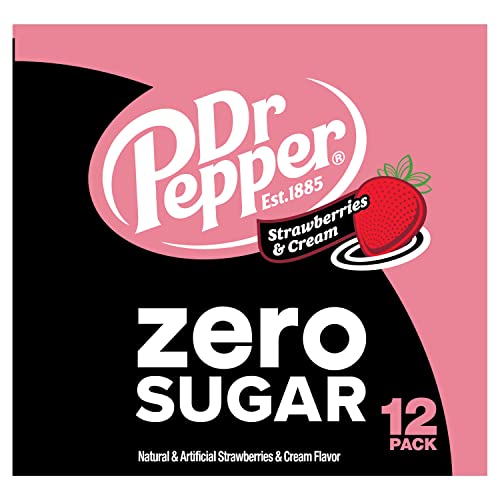 Dr Pepper Zero Sugar Strawberries and Cream Soda Pop  12 Fl Oz  12 Pack Cans thumbnail