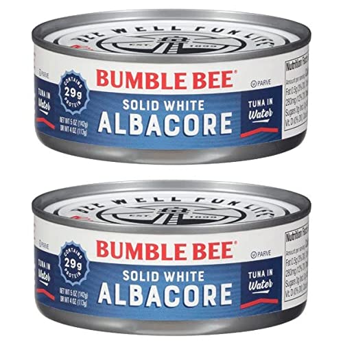 Bumble Bee Solid White Albacore Canned Tuna Fish in Water - Wild Caught, Dolphin Safe, Low Sodium, Gluten Free, Non-GMO - 5 Oz. Cans (2 Count)