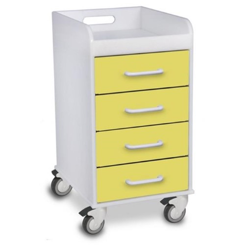 Trippnt 51082 Bright Idea Polyethylene Compact 4 Drawer Locking Cart - 14 X 27 X 19 in.