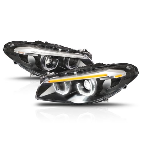 Black HID Projector Headlight [3D U-TUBE+SEQUENTIAL SIGNAL] for 01-13 BMW F10 02 03 04 05 06 07 08 09 10 11 12