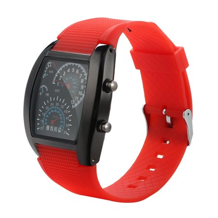 R#2312，Men S Fashion LED Light Flash Turbo Speedometer Sports Car Dial Meter Watch，P#2312 KM7