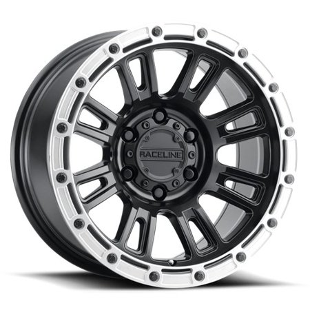 Raceline 956BS-COMPASS 18  Cast Aluminum Wheel  COMPASS SATIN BLACK W/ SILVER RING 18X9 8X180 +18mm