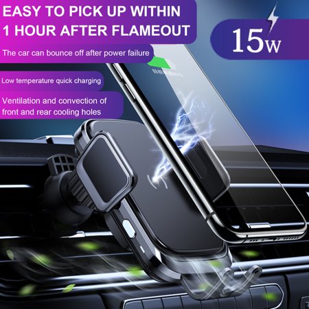 Usupdd New Fashion Car Intelligent Induction Wireless Charger 15W Auto-Clamping Car Charger Mount - 2022 New Toys Car Intelligent Induction a-a#17746