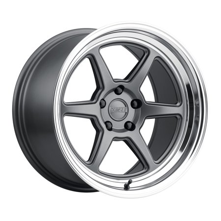 KANSEI Roku 18X10.5 5X108 Offset 12 Matte Grey W/Bright Machined Lip (Qty of 1)