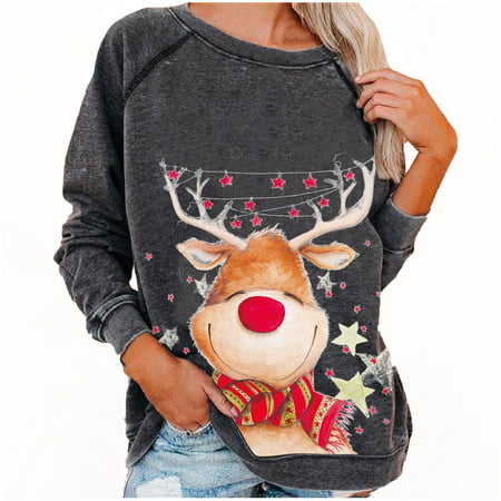 Womens Casual O Neck Loose Long Sleeve Sweatshirt Blouse Summer Cute Graphic Tees Sexy Workout T-Shirts Tops Ladies Going Out Party Tshirts A527-6505