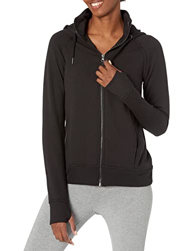 Jockey Womens Cozy Fleece Jacket Hooded Sweatshirt, Deep Black, X-Large US