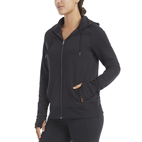 Jockey Womens Cozy Fleece Jacket Hooded Sweatshirt, Deep Black, X-Large US thumbnail