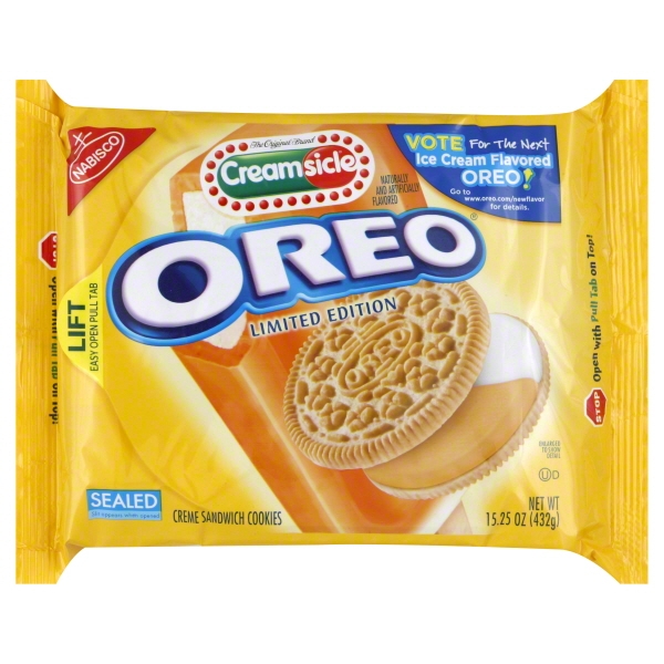 NABISCO OREO SANDWICH COOKIES CHOCOLATE CREAMSICLE ICE CREAM 1X15.250 OZ