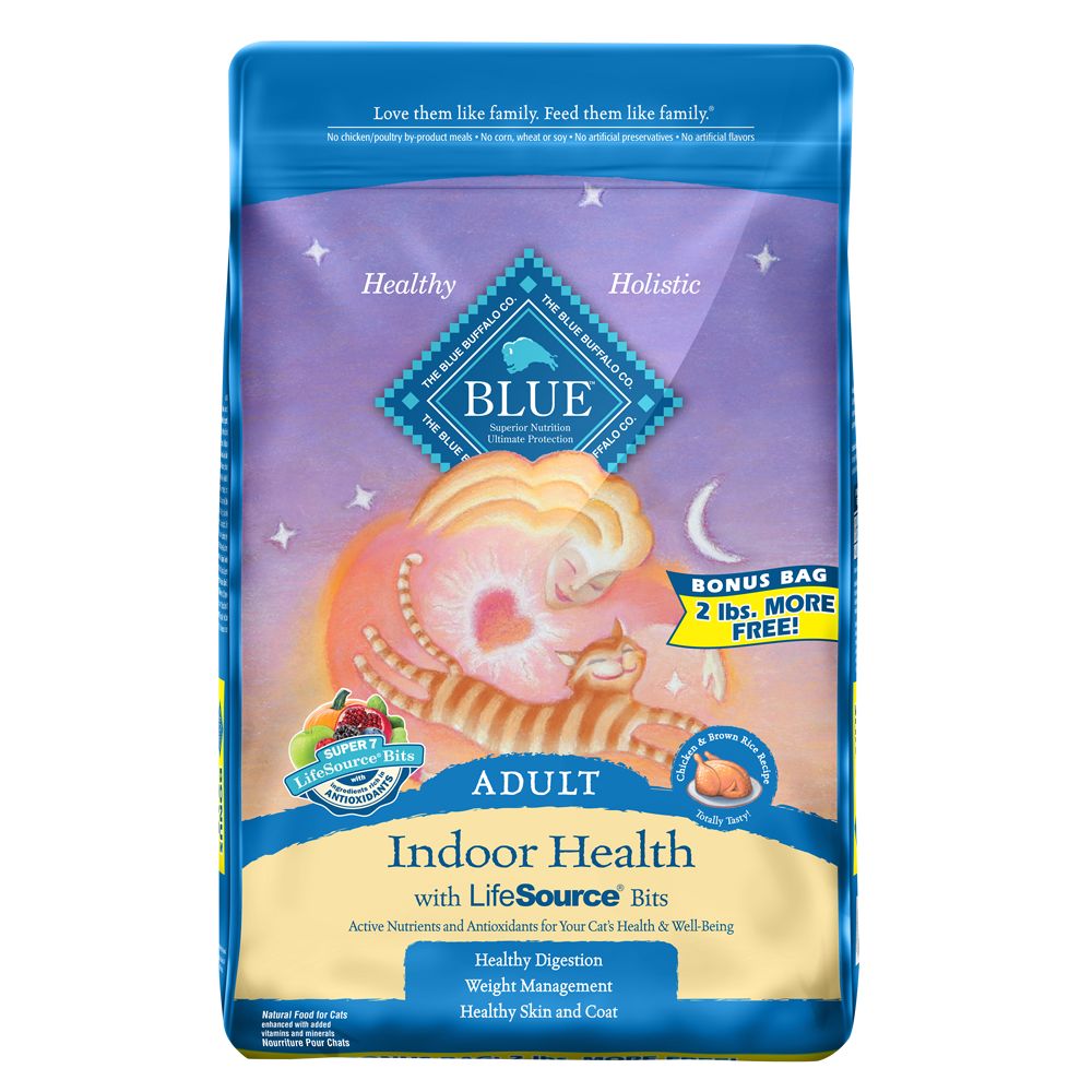 Blue, Indoor Health Adult Cat Food - Chicken and Brown Rice Size: 17 Lb Bonus Bag