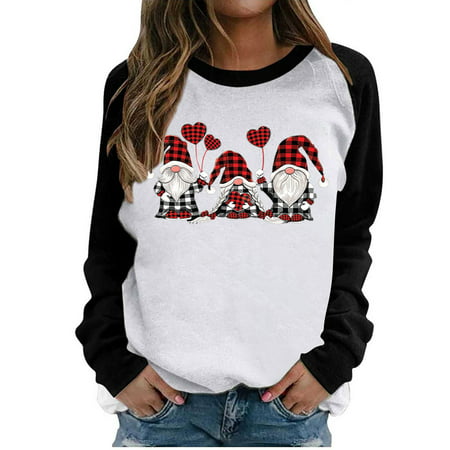 Womens Casual Long Sleeve Sweatshirts Summer Cute Graphic Tees Sexy Workout T-Shirts Tops Ladies Going Out Party Tshirts A527-4081