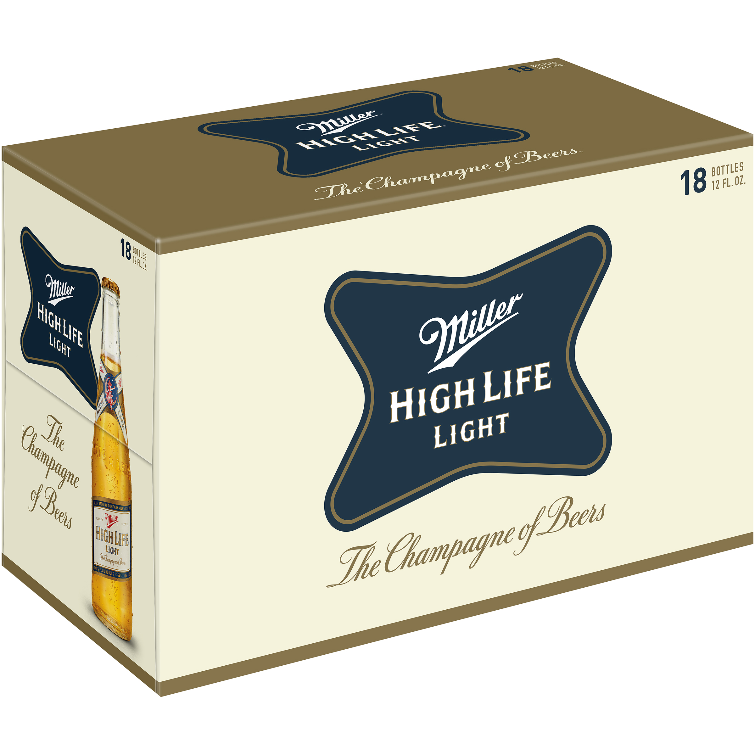 Miller High Life Light Beer, American Light Lager, 18 Pack Light Beer, 12 Fl. Oz. Bottles, 4.1% ABV