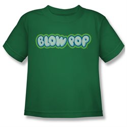 Tootsie Roll Chocolate Candy Lollipop Blow Pop Logo Green Logo Juvenile T-shirt
