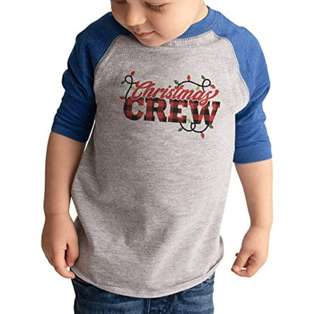 7 Ate 9 Apparel Kids Merry Christmas Shirts - Christmas Crew - Buffalo Plaid - Blue Shirt Youth Small