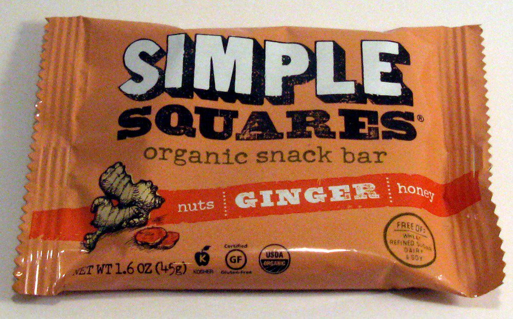 Simple Squares Organic Snack Bar Ginger -- 12 Bars