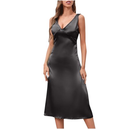 Womens Casual Solid Loose V Neck Sleeveless Long Dress Sexy Summer Boho Floral Formal Sundresses Wedding Guest Prom Bodycon Cocktail Dresses A68-6678