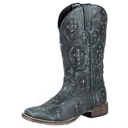 Roper Western Boots Womens Cross Leather 09-021-0901-1128 Bl