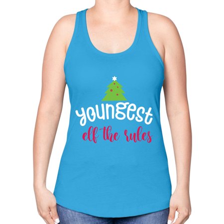 Youngest Elf the Rules Style 1253# - Christmas -Racerback Tank