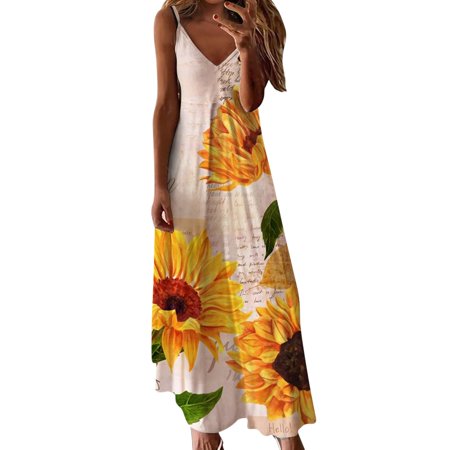 Gibobby Fall Dresses for Women 3439 Casual Long Sleeve Dress for Women Women Plus Size Printed Dress Daily Loose Sleeveless Flare MIDI Dress